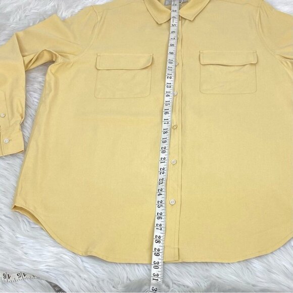 Everlane‎ Women's NWT Yellow Silk Relaxed Long Sleeve Designer Shirt 10/C46 - Picture 9 of 11
